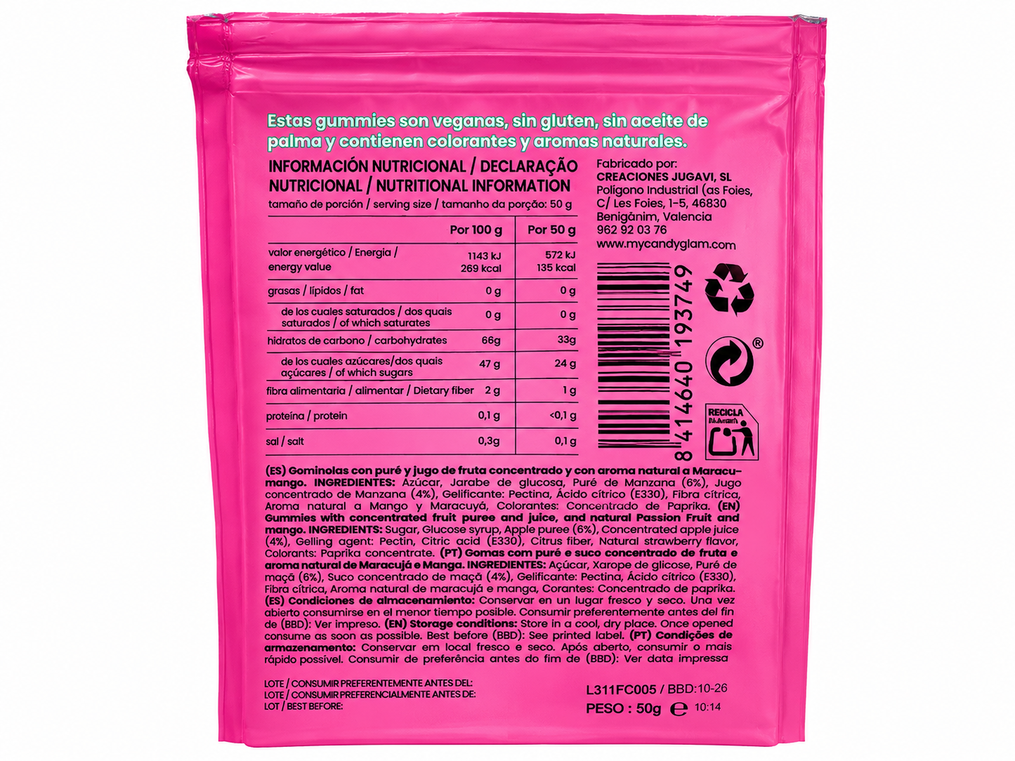 Gummies Veganas Sabor Cereza Pack 14 Bolsas - Snack Dulce Natural Sin Gluten_4
