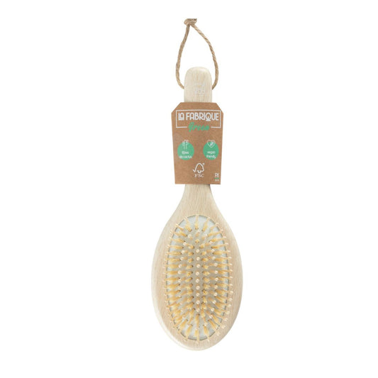 Escova dupla oval verde La Fabrique em madeira e fibra de cato