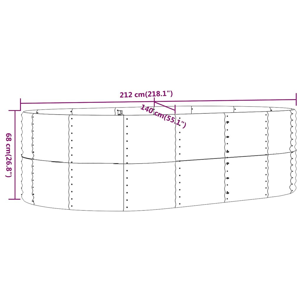 Jardinera Elevada Antracita 212x140x68 Cm Acero Galvanizado_5