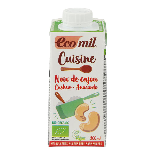 Creme Vegetal de Castanha de Caju sem Açúcar Bio Cuisine Ecomil 200 ml