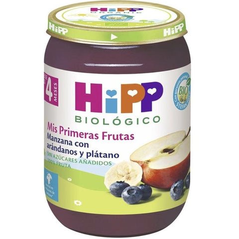 Embalagem x 3 Pote de maçã biológica, morango, banana e framboesa +4 meses HiPP 125g