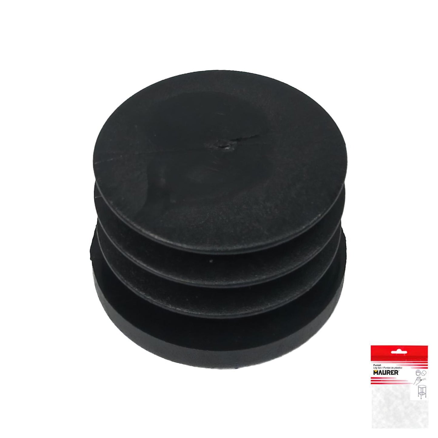 Contera Redonda Interior Negra 32mm. Blister 4 Piezas.