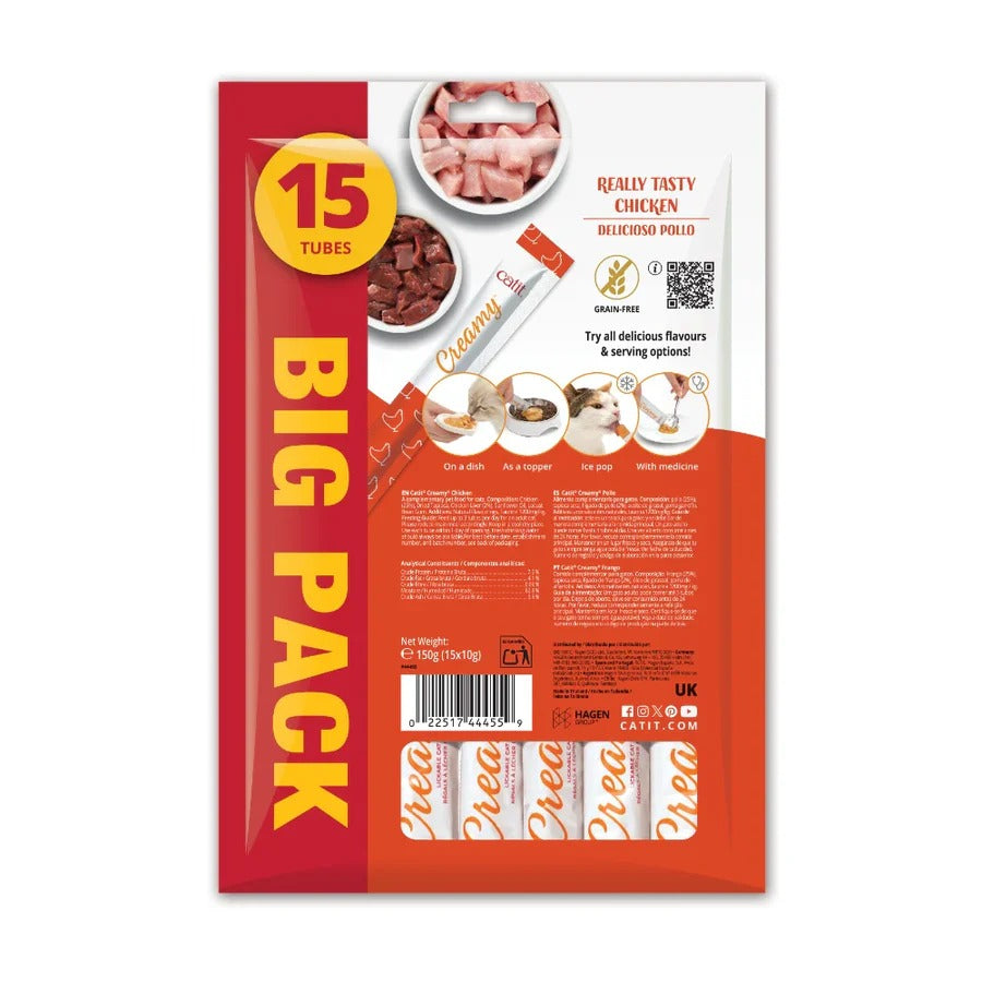 Snack líquido para gatos sabor pollo Creamy 15 x 10 g Catit