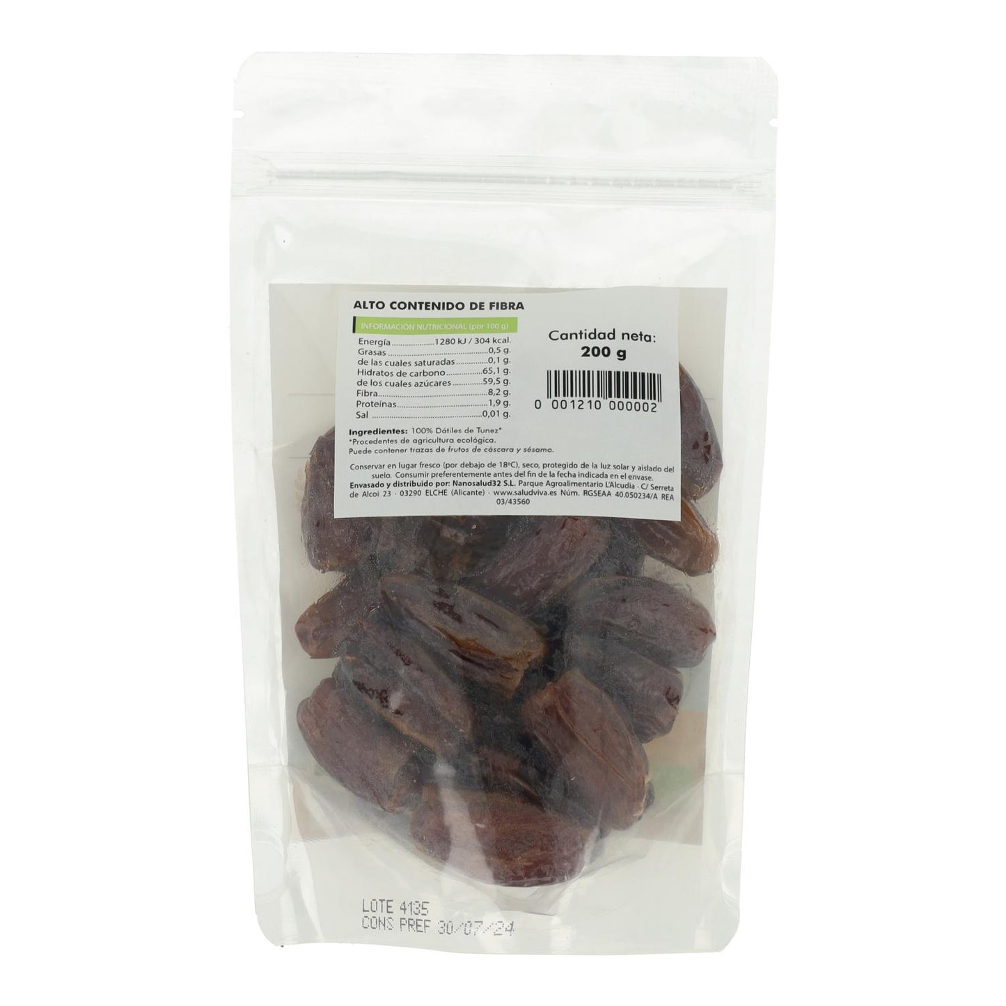 Tâmaras Tunisinas Biológicas 200 g, Salud Viva