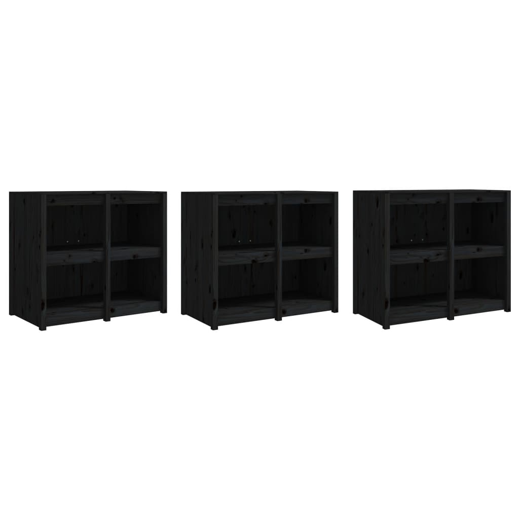 Muebles De Cocina De Exterior 3 Pzas Madera Maciza Pino Negro_3