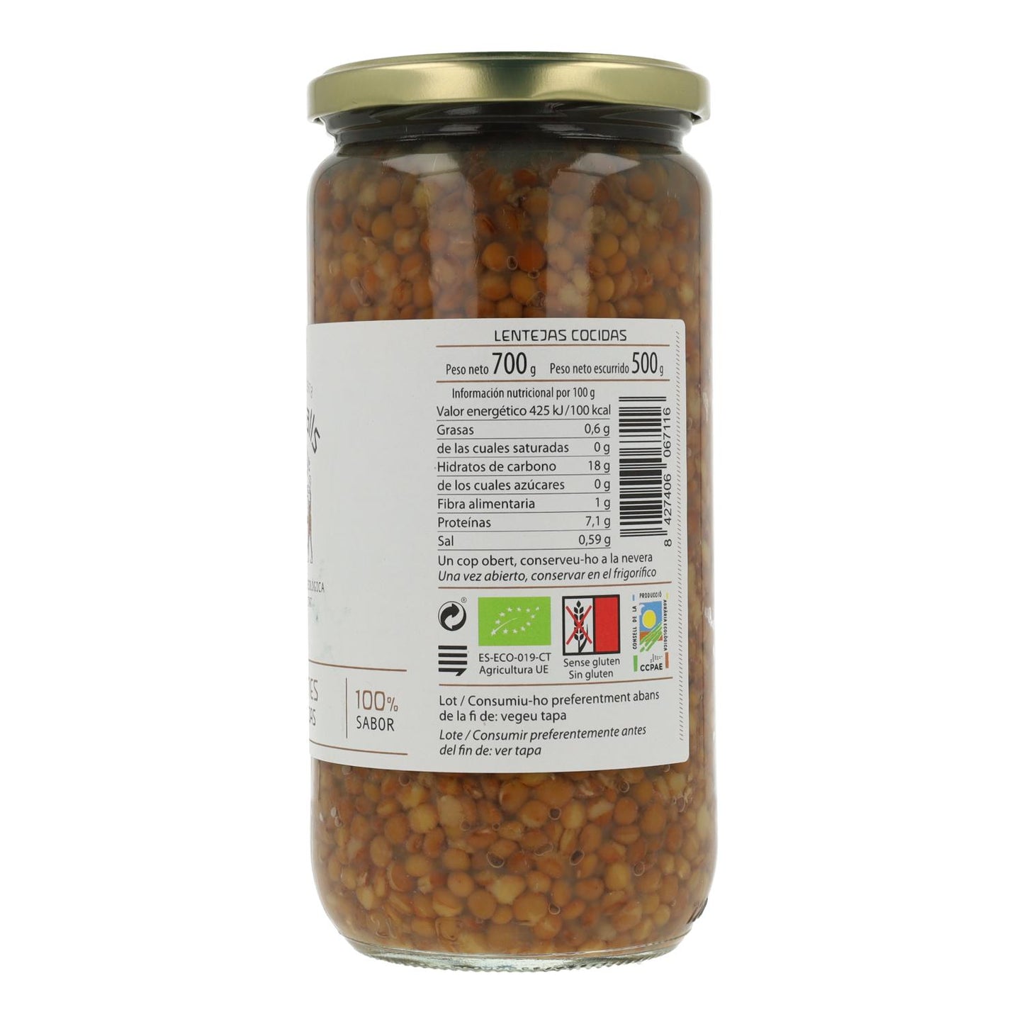 Lentilhas cozinhadas biológicas Cal Valls 250 g