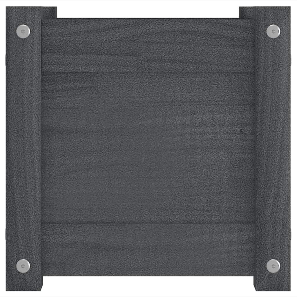 Jardineras 2 Uds Madera Maciza De Pino Gris 31x31x31 Cm_5