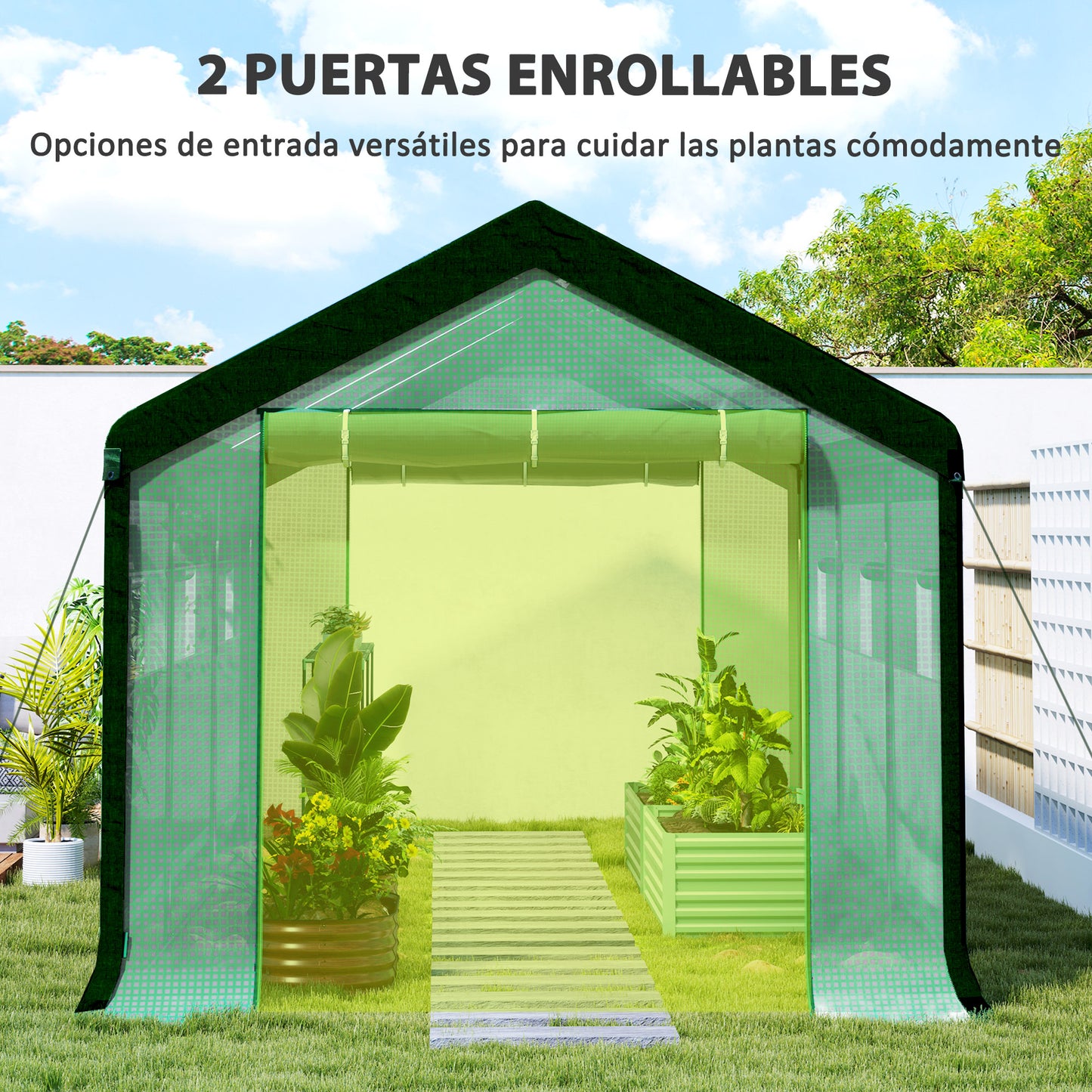 Outsunny Invernadero De Exterior 6x3x2,8 M Con 6 Ventanas Anti-uv Verde_5