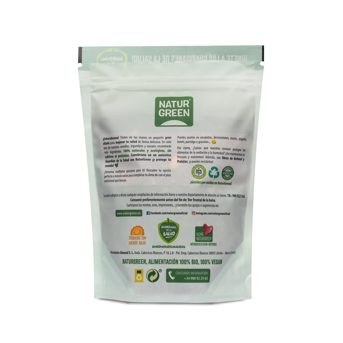 Sementes de abóbora biológicas, Naturgreen, 350 g