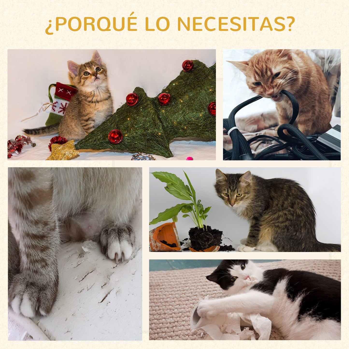 Pawhut Árbol Rascador Para Gatos Pequeño 52 Cm Con Cama Poste Y Cojín De Felpa_5