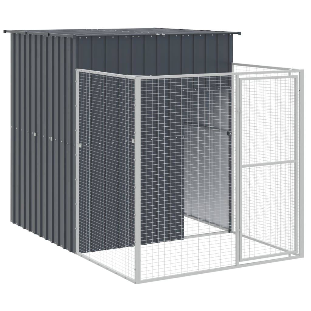 Caseta Perros Con Corral Acero Galvanizado Gris 165x1067x181 Cm_5