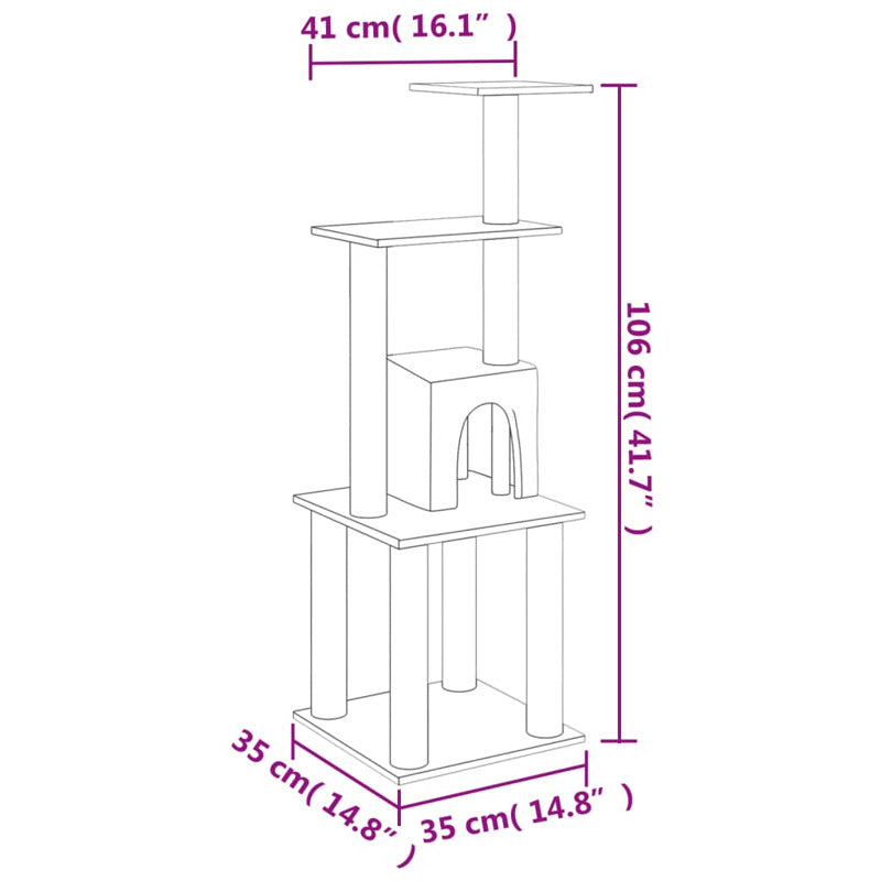 Vidaxl Rascador Para Gatos Con Postes De Sisal Gris Oscuro 105 Cm_5