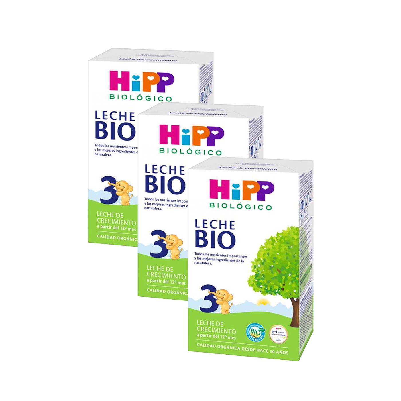 Embalagem de 3 Leites de Crescimento Orgânico (12 Meses) HiPP Orgânico, 500 g