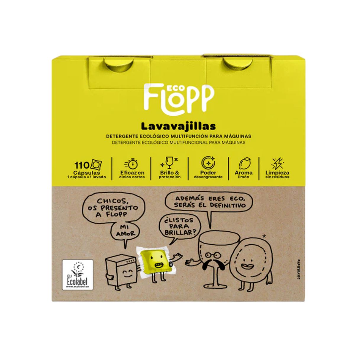 Embalagem de 2 detergentes em gel para máquina de lavar louça FLOPP ECOPACK 110 cápsulas