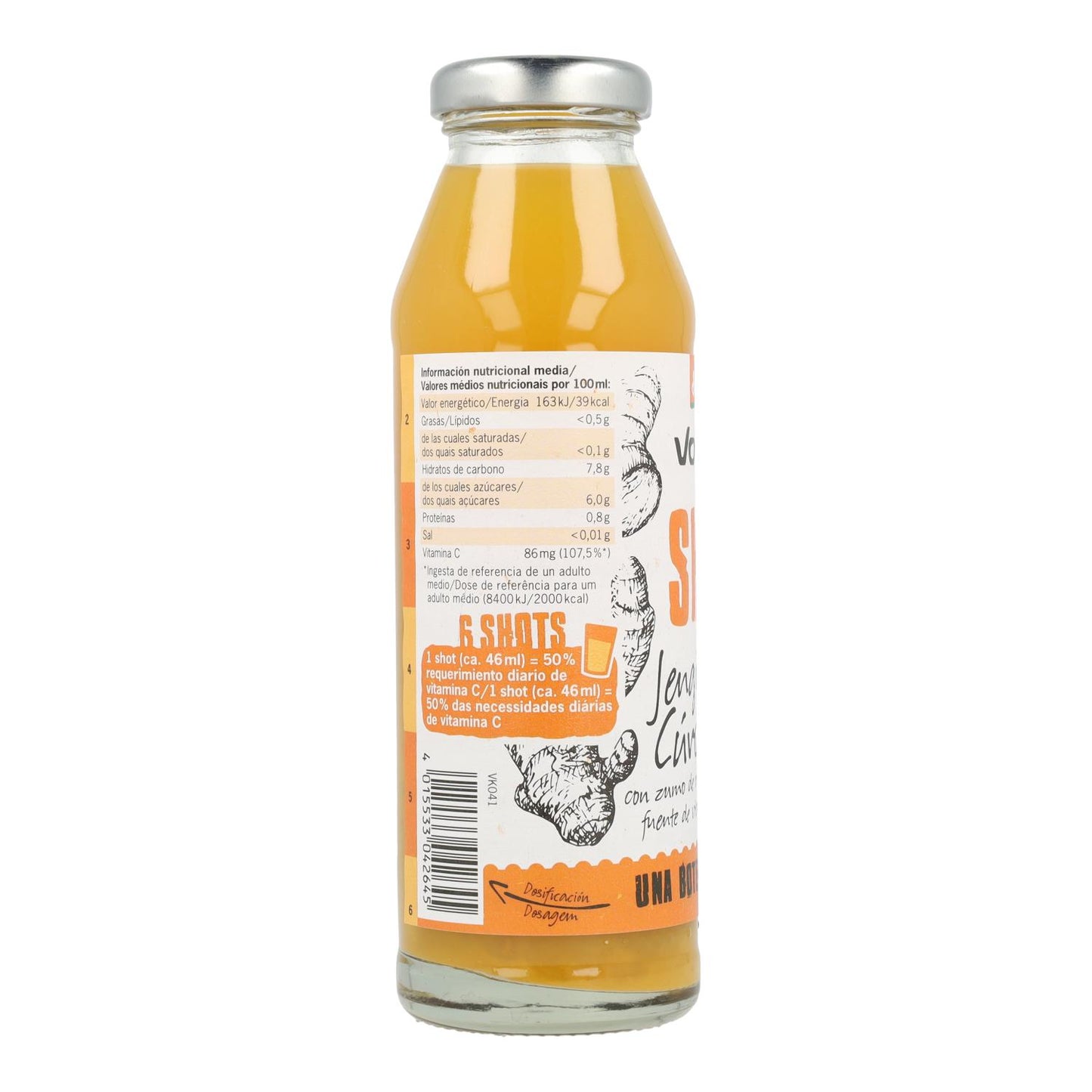 SHOT de Gengibre e Curcuma (Laranja, Acerola, Limão) New Voelkel 280ml