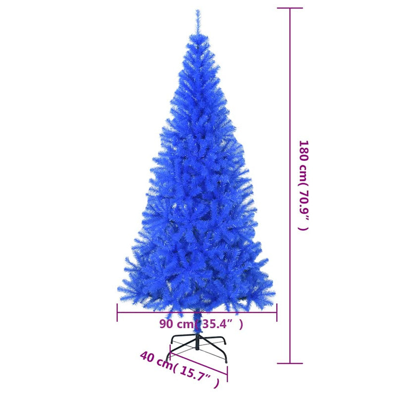 Vidaxl Árbol De Navidad Artificial Con Soporte Pvc Azul 180 Cm_5