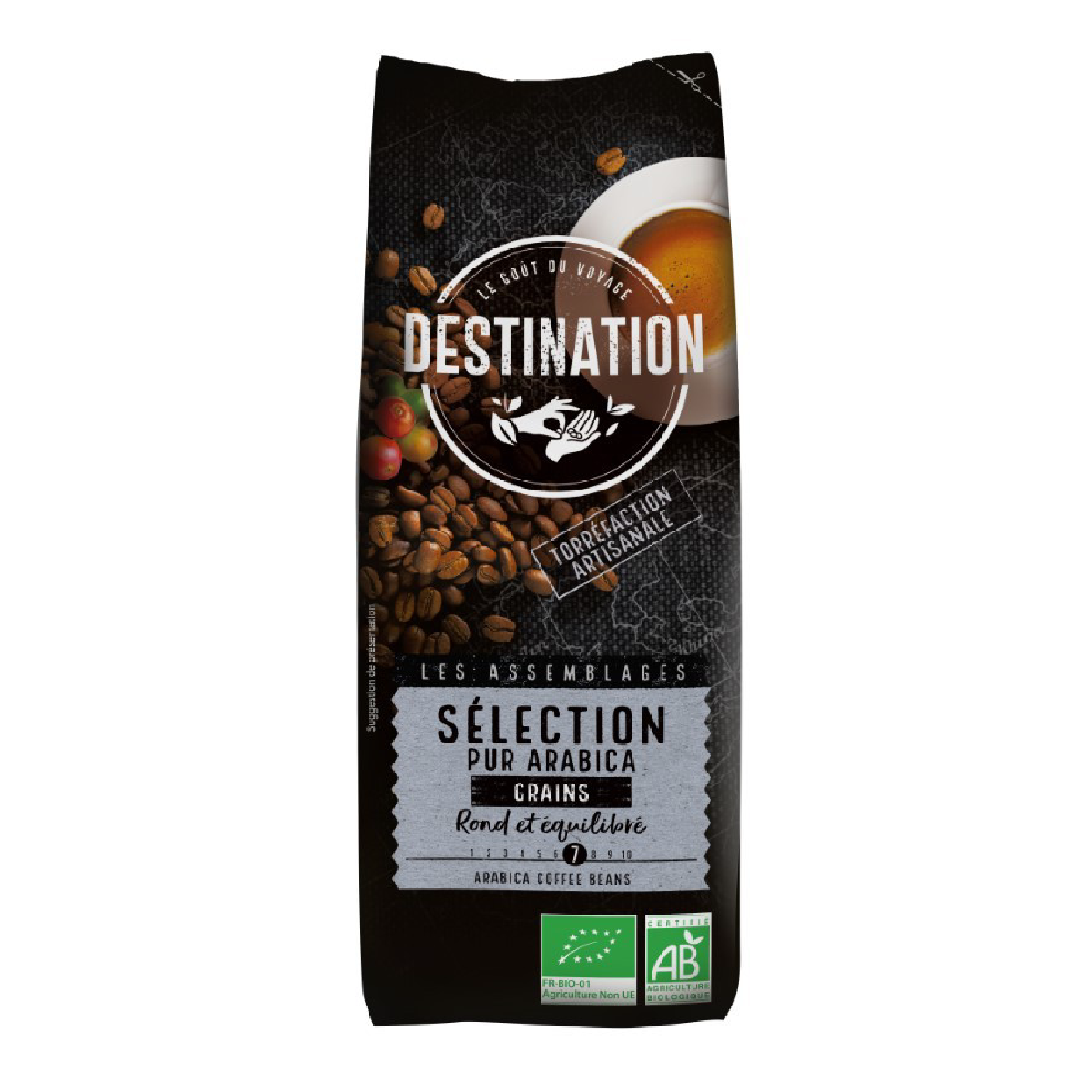 Embalagem de 2 grãos de café 100% arábica Bio Destination Selection 1 kg
