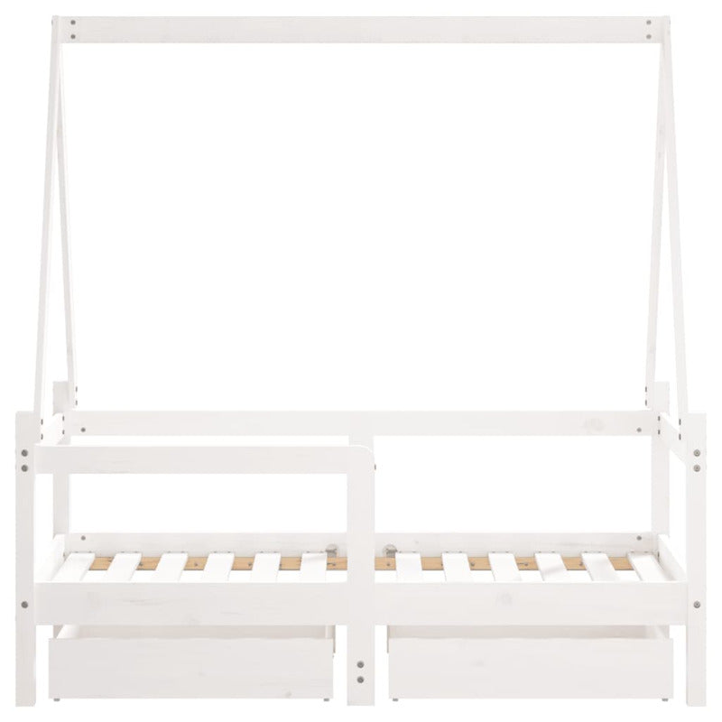 Vidaxl Estructura Cama Niños Con Cajones Madera Pino Blanco 70x140 Cm_5