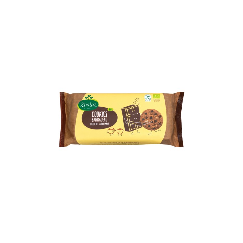 Bolachas de chocolate e avelã de trigo sarraceno biológico Zealia 130 g