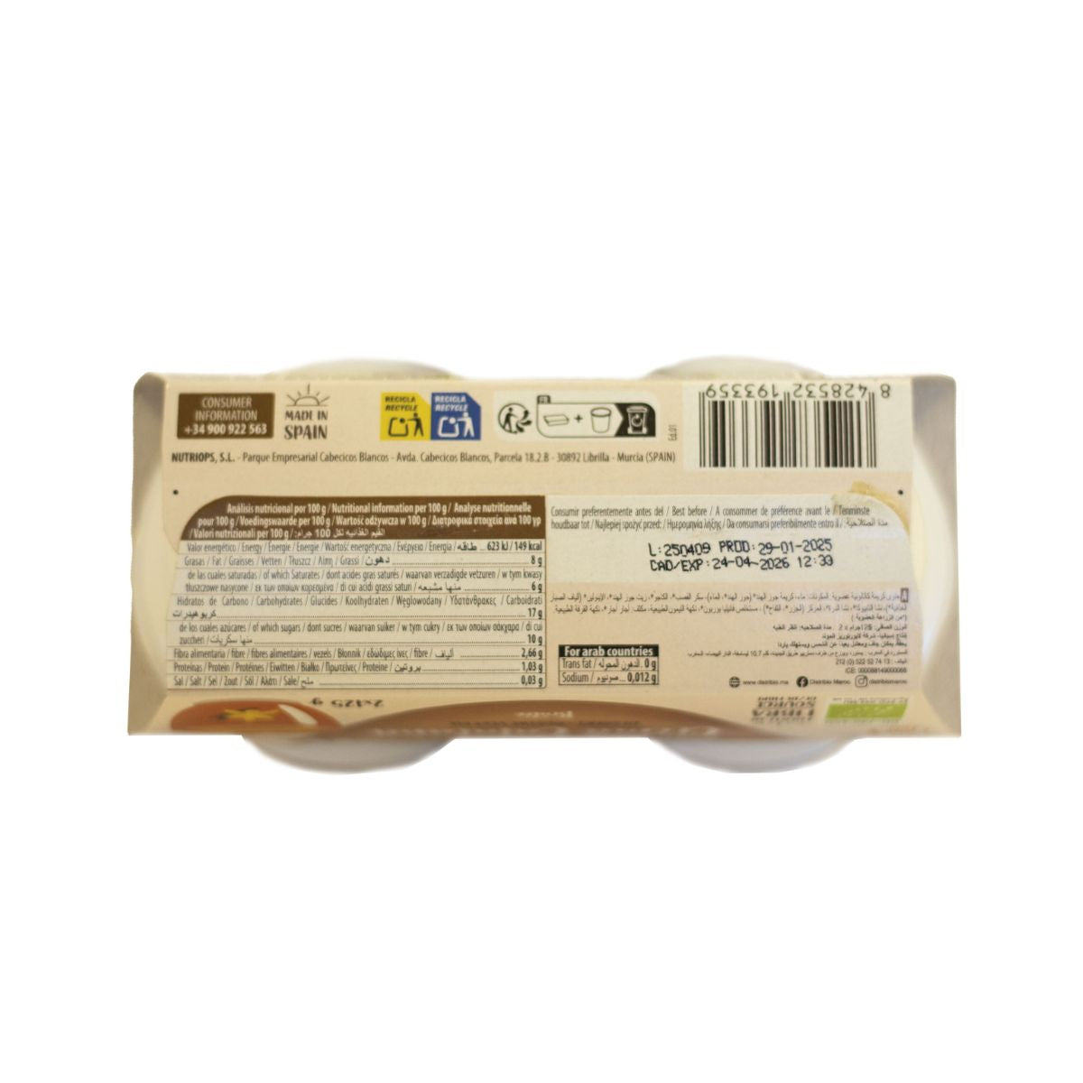 Sobremesa estilo creme catalão Ecomil biológica 2 unidades de 125 g