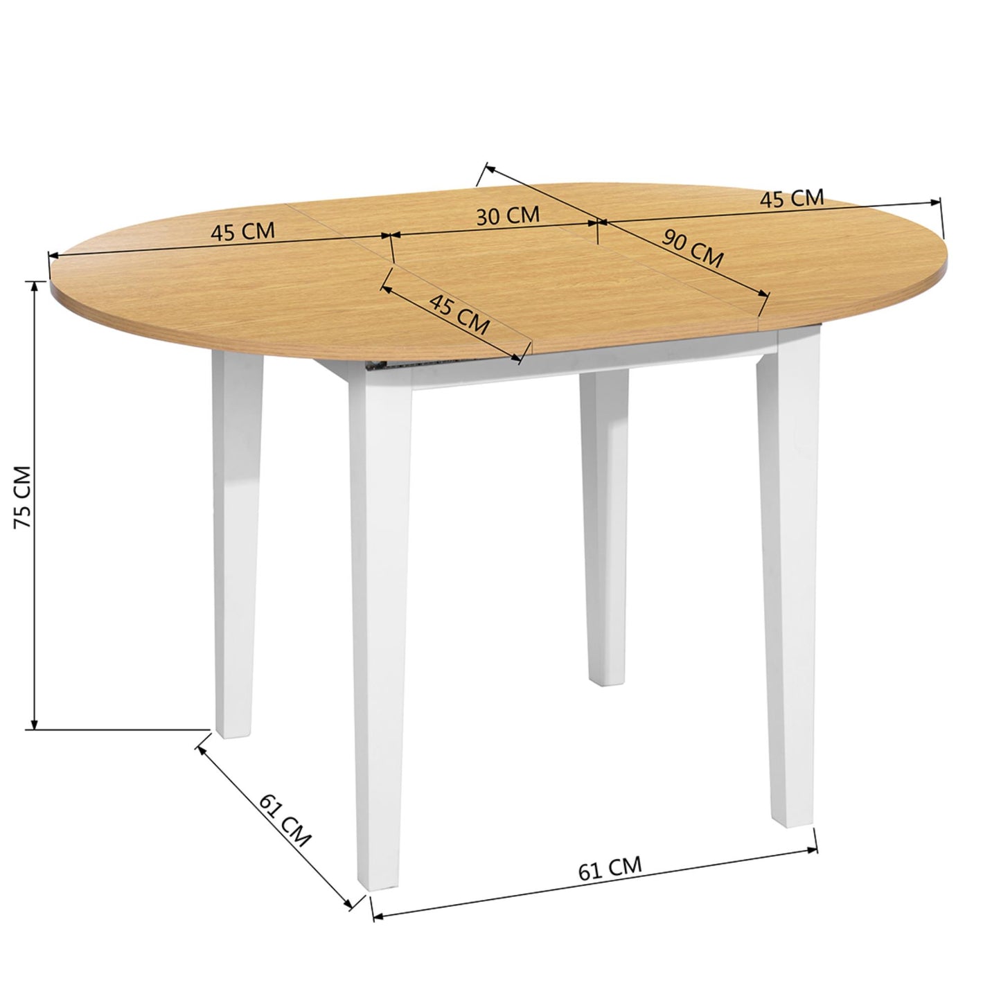 Well Home Mesa Extensible Circular Blanca Haya 90-120cm_4