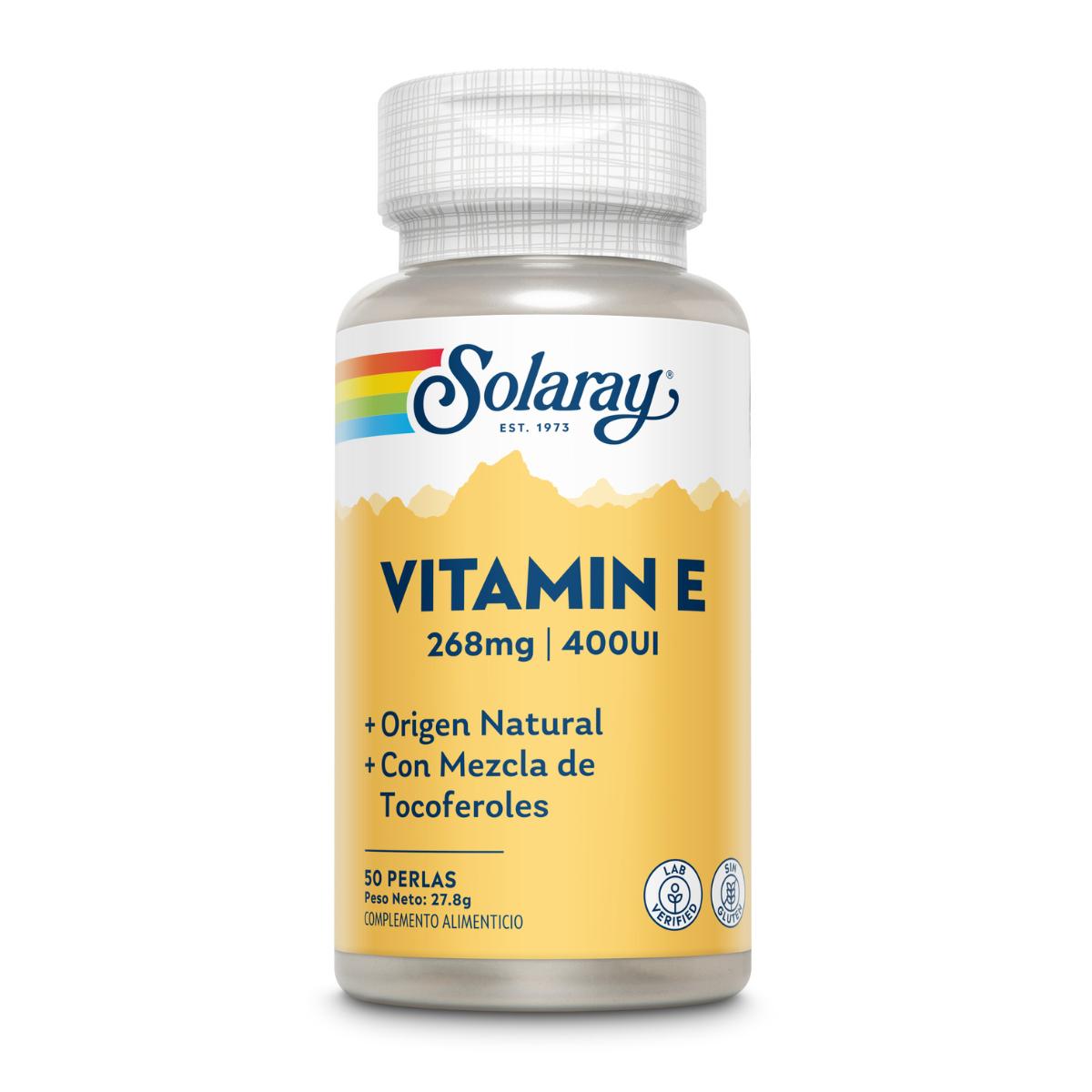 Vitamina E 400 UI Solaray, 50 pérolas