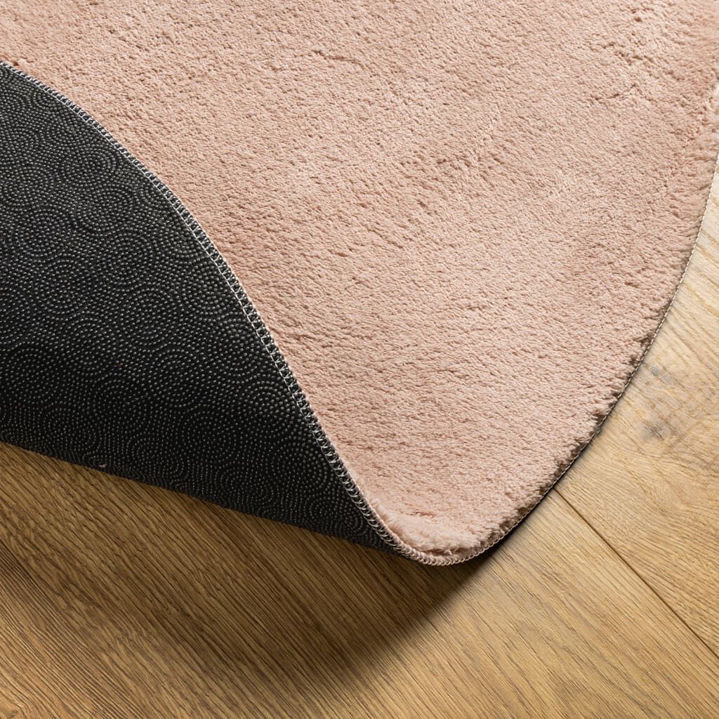 Vidaxl Alfombra De Pelo Corto Suave Lavable Huarte Rosado Ø 80 Cm_4