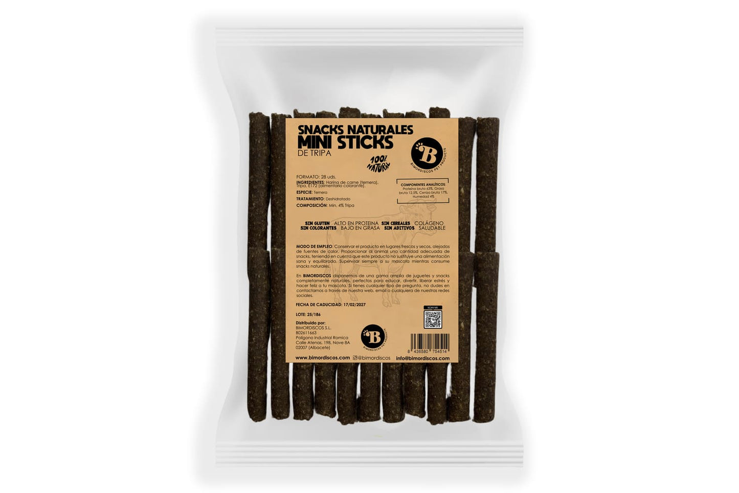 Bimordiscos Mini Barritas Para Perros Y Gatos - Tripa De Ternera - 28 Uds. 28 Uds._0