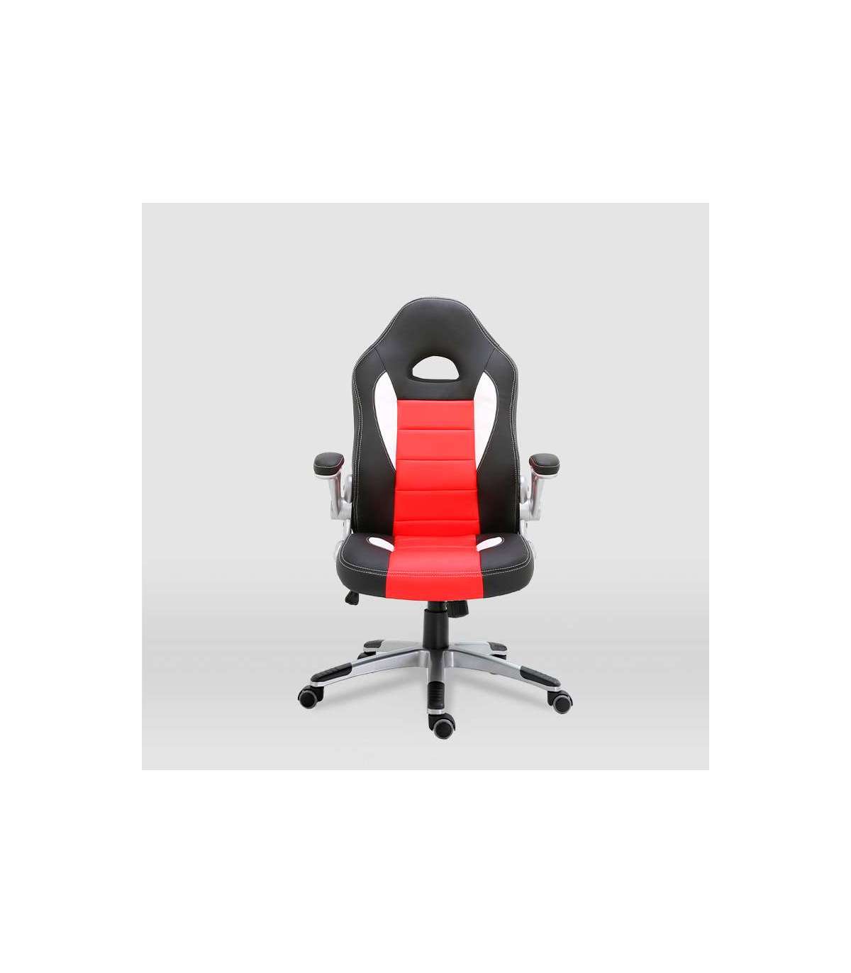 Silla De Escritorio Victoria En Negro Y Rojo. Alto: 112-120, Ancho: 70, Fondo: 51_5