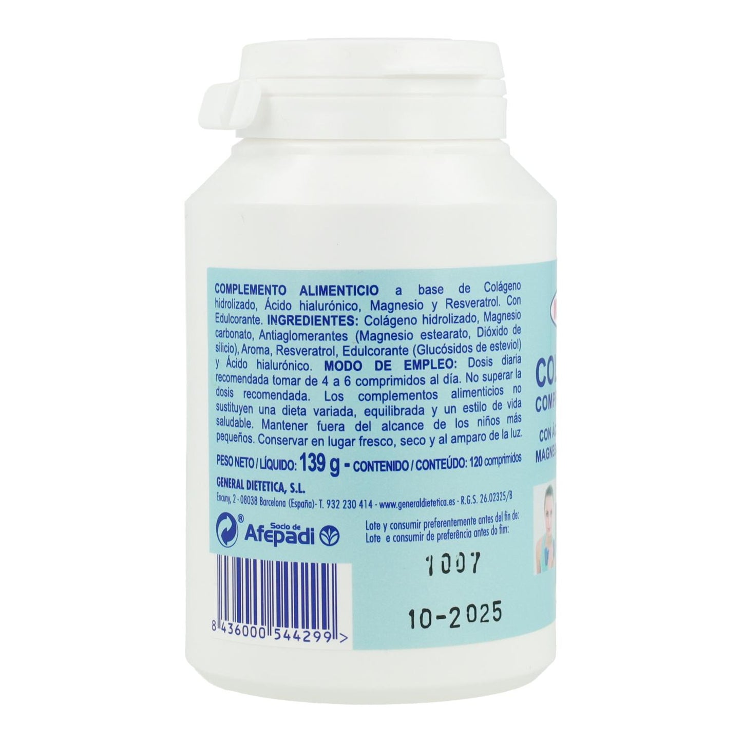 Colagénio com Ácido Hialurónico, Magnésio e Resveratrol Integralia, 120 comprimidos