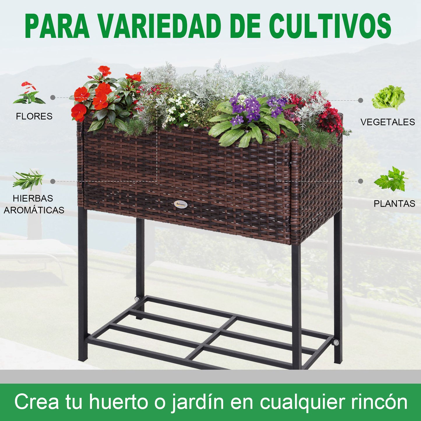 Outsunny Soporte Para Jardinera Exterior Huerto Urbano Con Estante 70x30x70 Cm_5