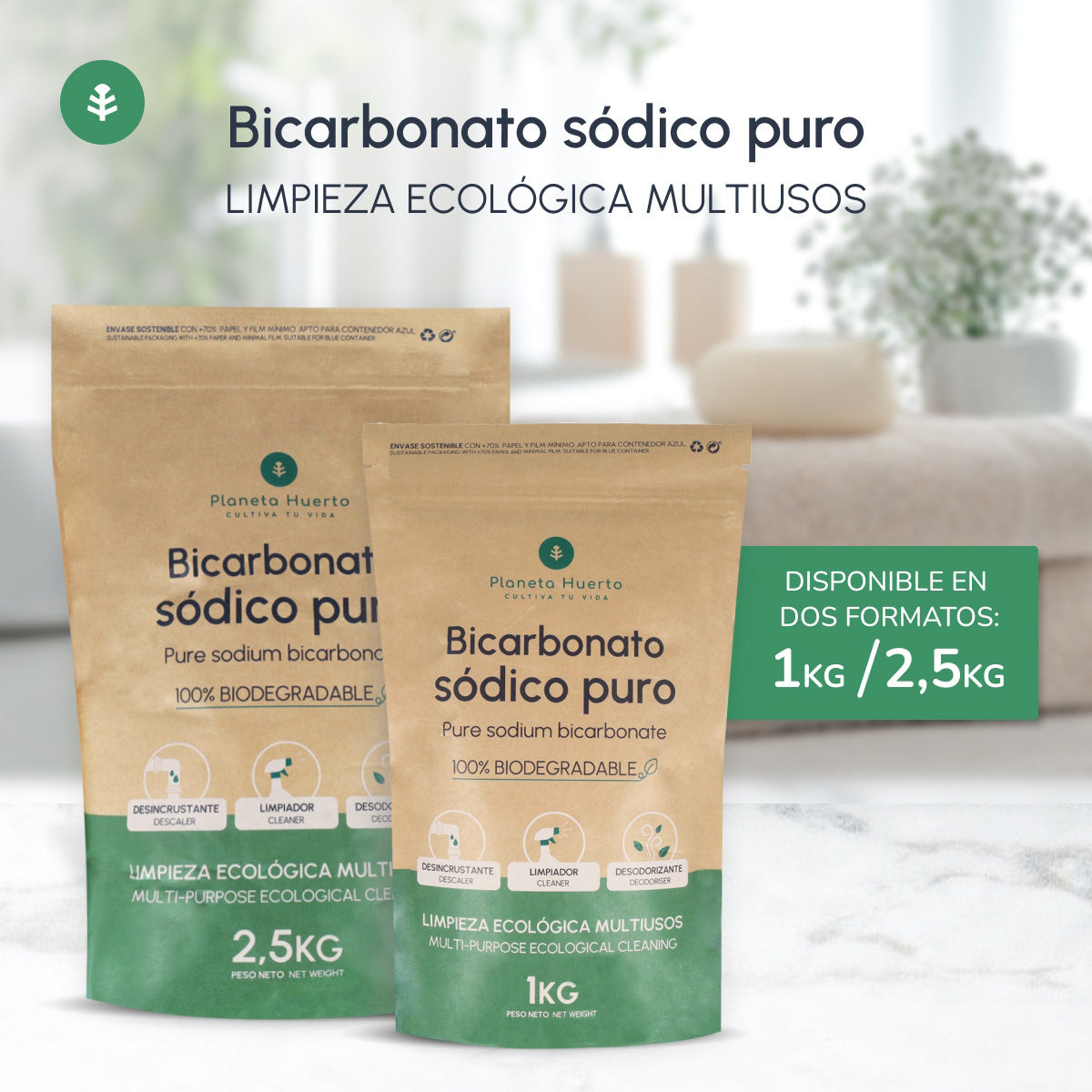Embalagem 3x Planeta Huerto Bicarbonato de Sódio 2,5 Kg