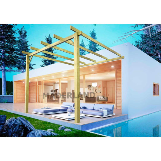 Pérgula anexa feita de madeira maciça Huesca Maderland