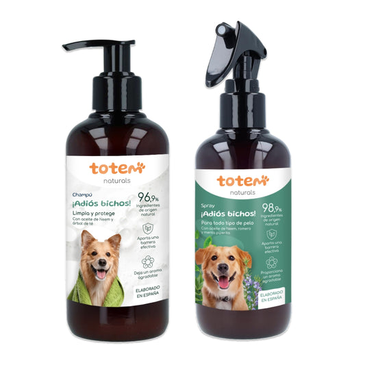 Champô repelente para cães Totem Naturals + pacote de spray