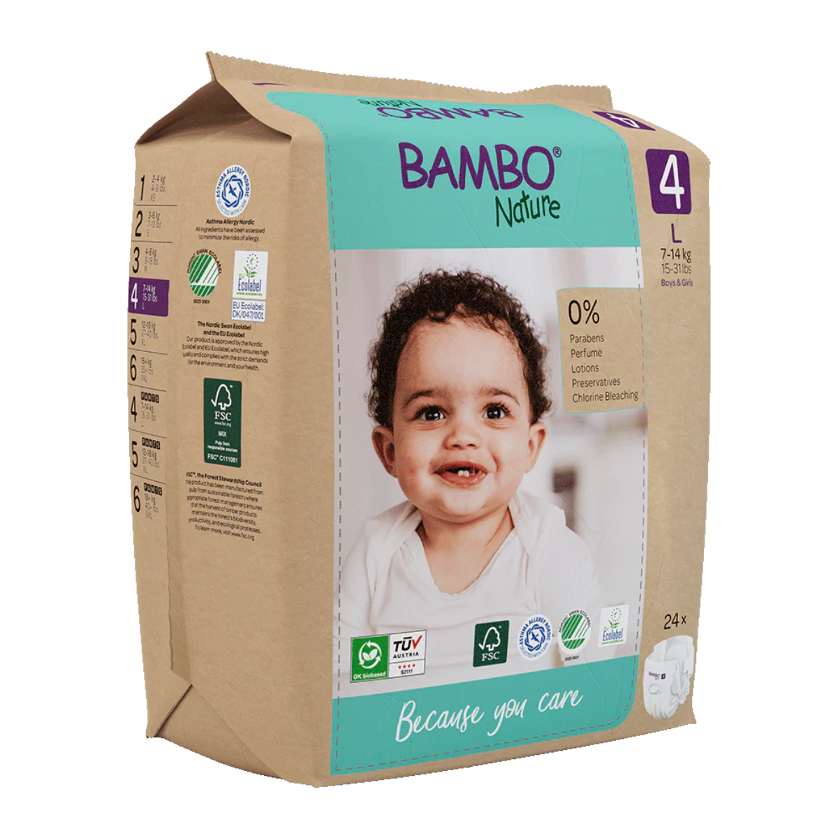 Fraldas Bambo Nature T4 (7-14kg) 24 unidades