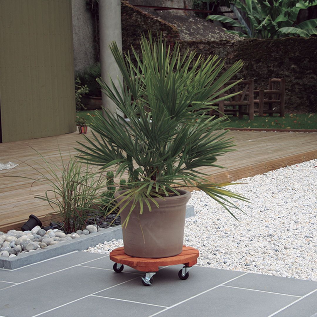 Soporte Con Ruedas Madera Flora Roll Diam 40 Cm Nortene_2