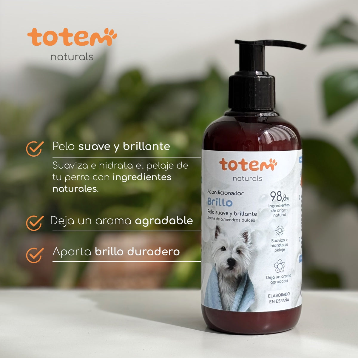 Totem Naturals 250ml Condicionador Natural para Cães, Suavidade e Brilho