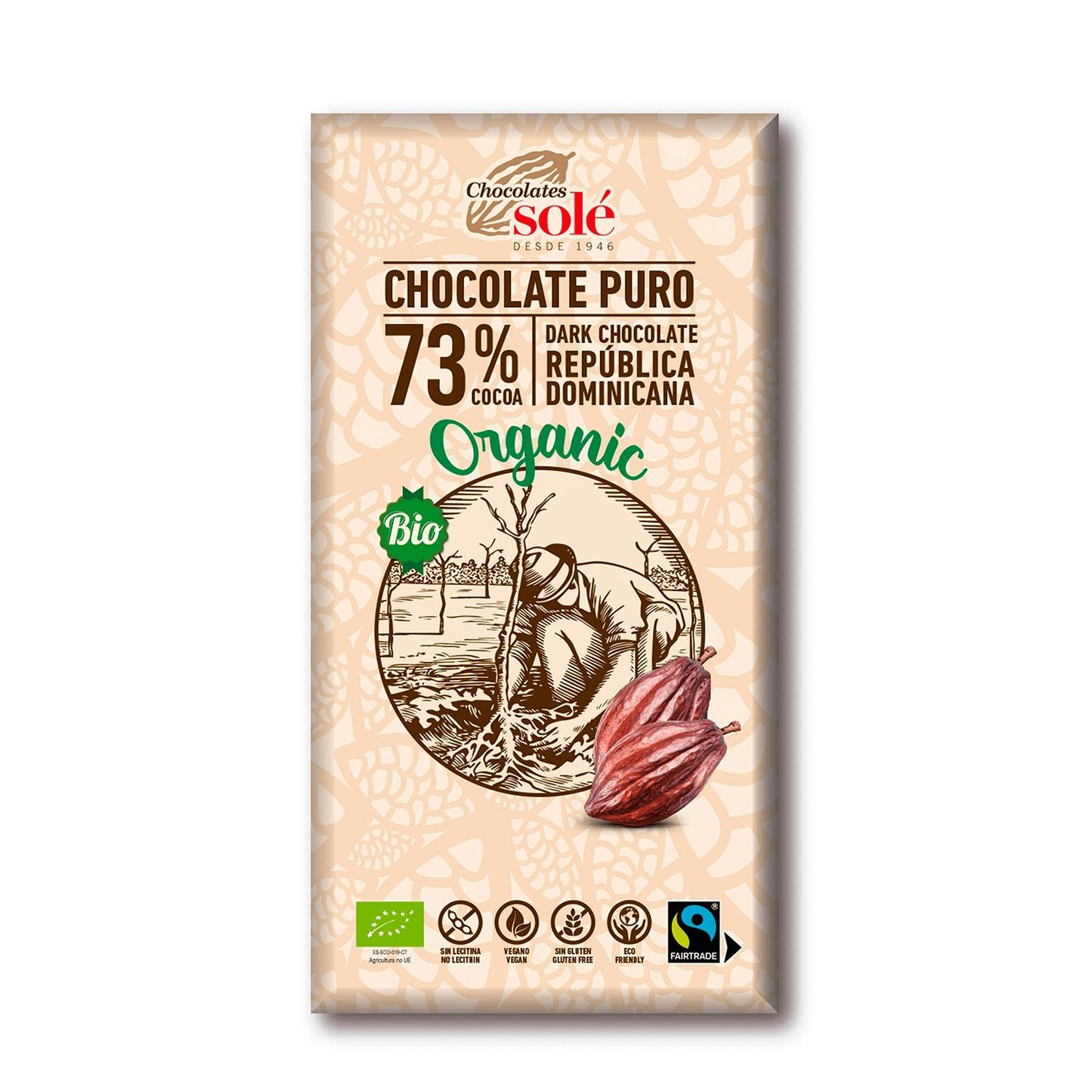 Solé Chocolate Negro Biológico 73% Puro 100g