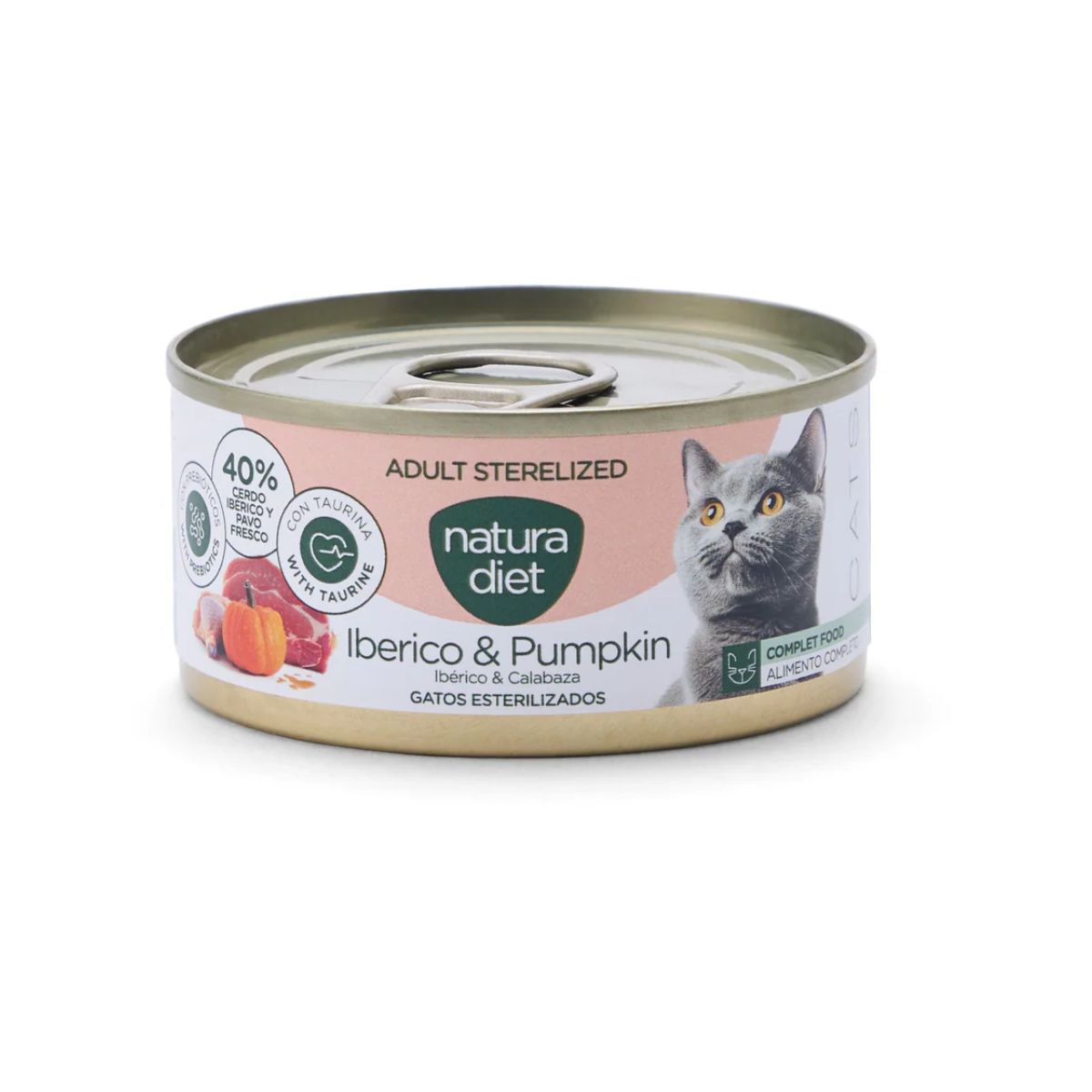 Natura Diet Cat Sterilised Iberico and Pumpkin 85 g Alimento húmido para gatos esterilizados