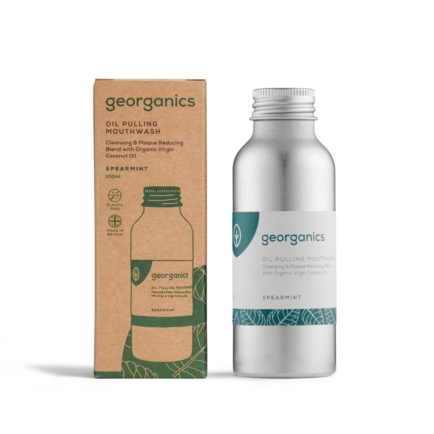 Colutório com Óleo de Coco e Hortelã Georganics Recipiente de Alumínio 100 ml