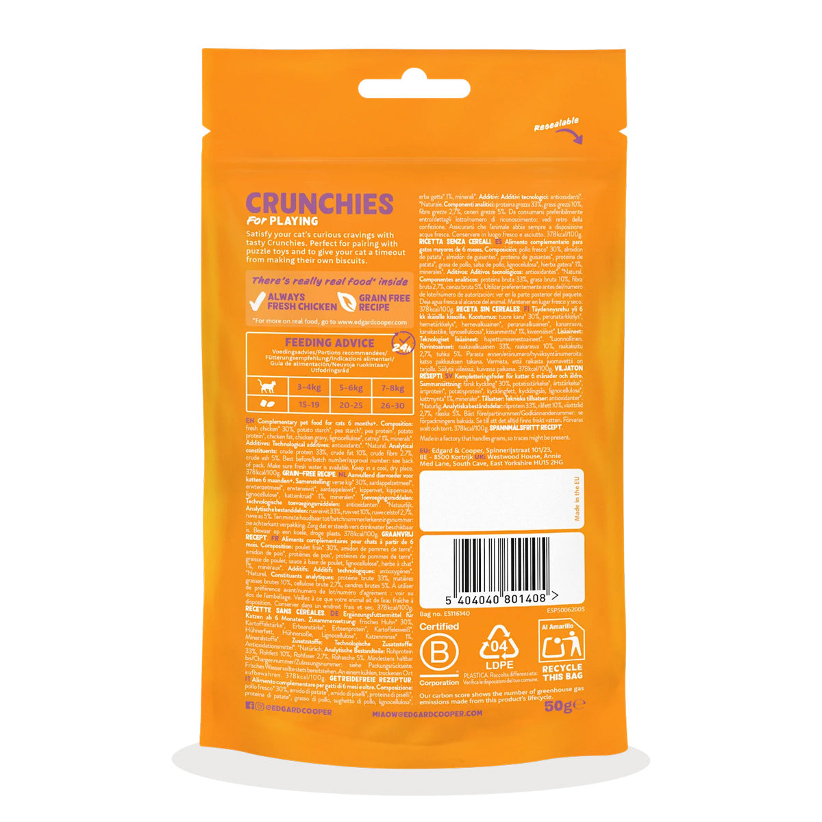 Edgard Cooper Bolachas de Frango Petiscos Naturais para Gatos 50g