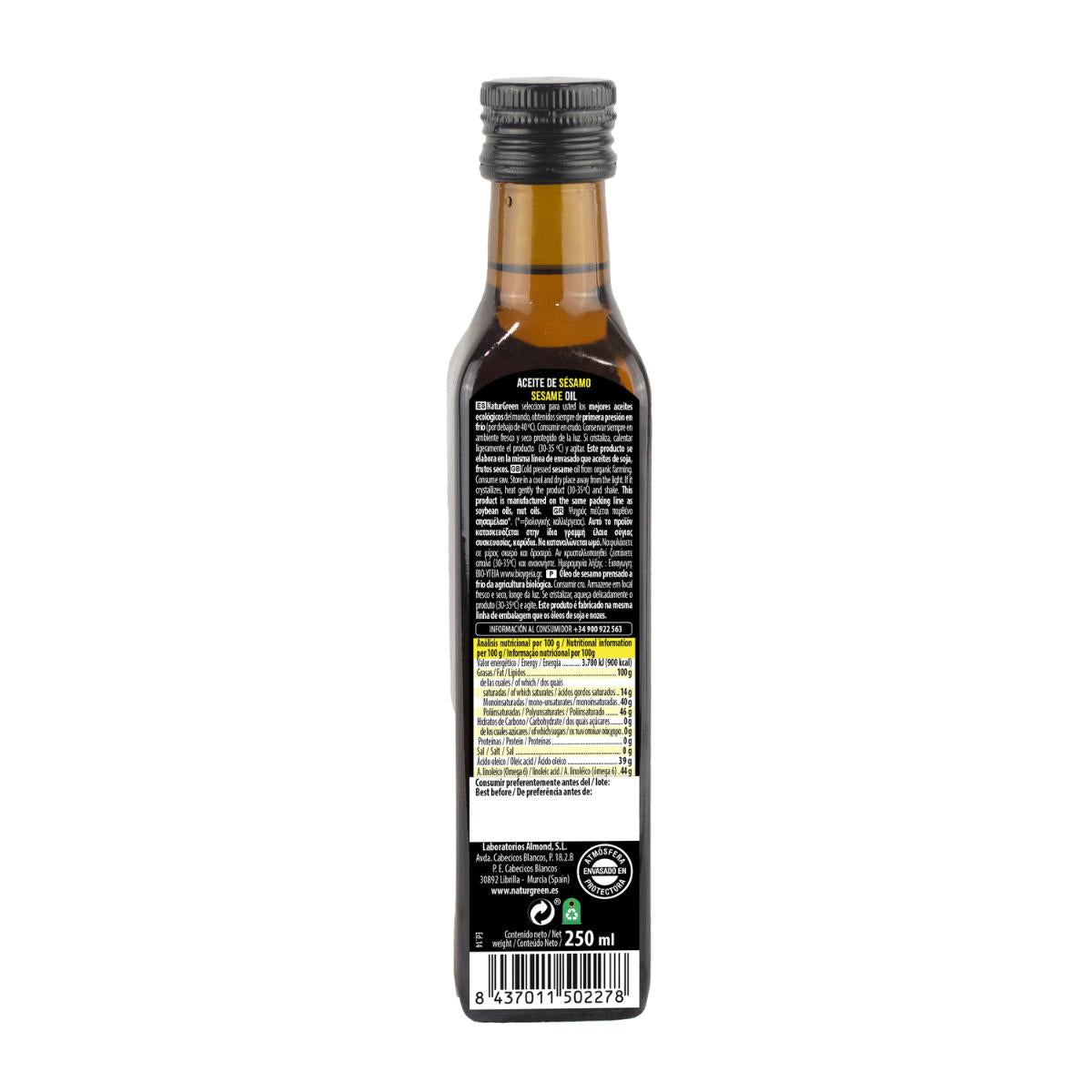 Óleo de sésamo biológico NaturGreen.
