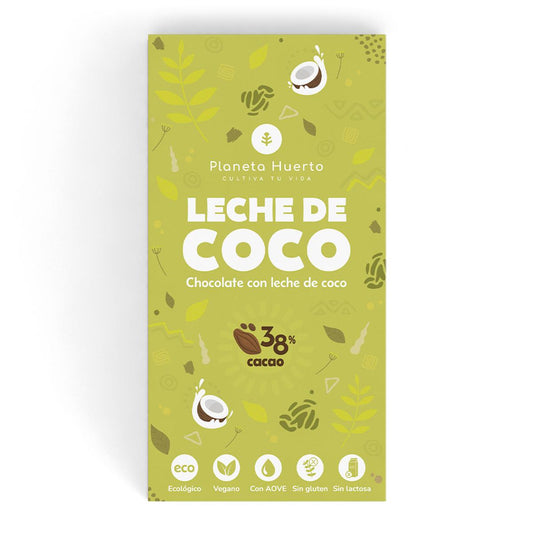 Barra de Chocolate Vegan de Leite de Coco 38% ECO Planeta Huerto 70g