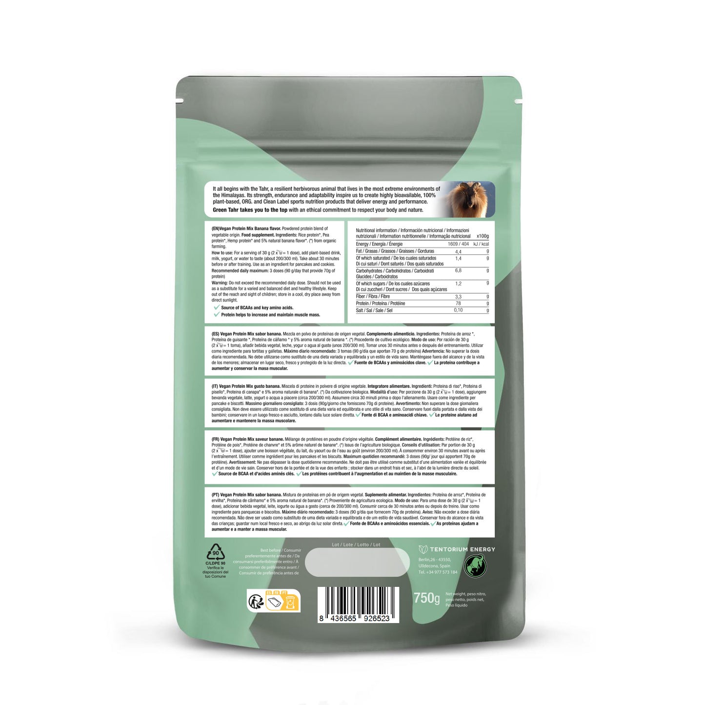 Mix Proteico Vegan ECO 76% banana 750g