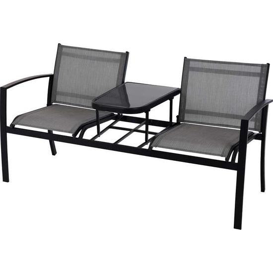 Banco de jardim de 2 lugares com mesa acoplada