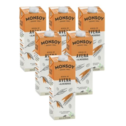 Pack de 6 Bebidas Biológicas de Aveia e Amêndoa Monsoy 1 L