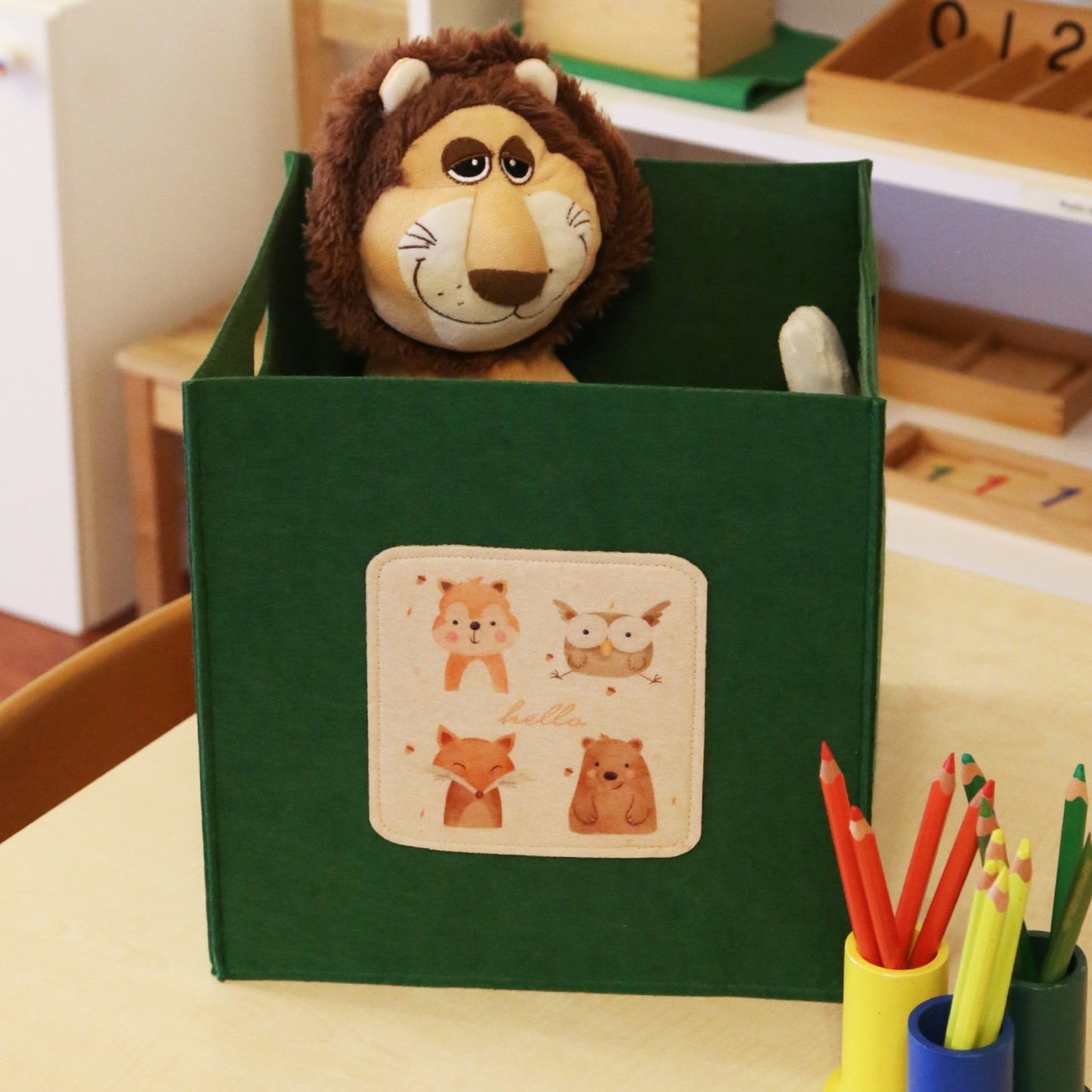 Organizador Infantil Con Asas Verde Y Crema_5