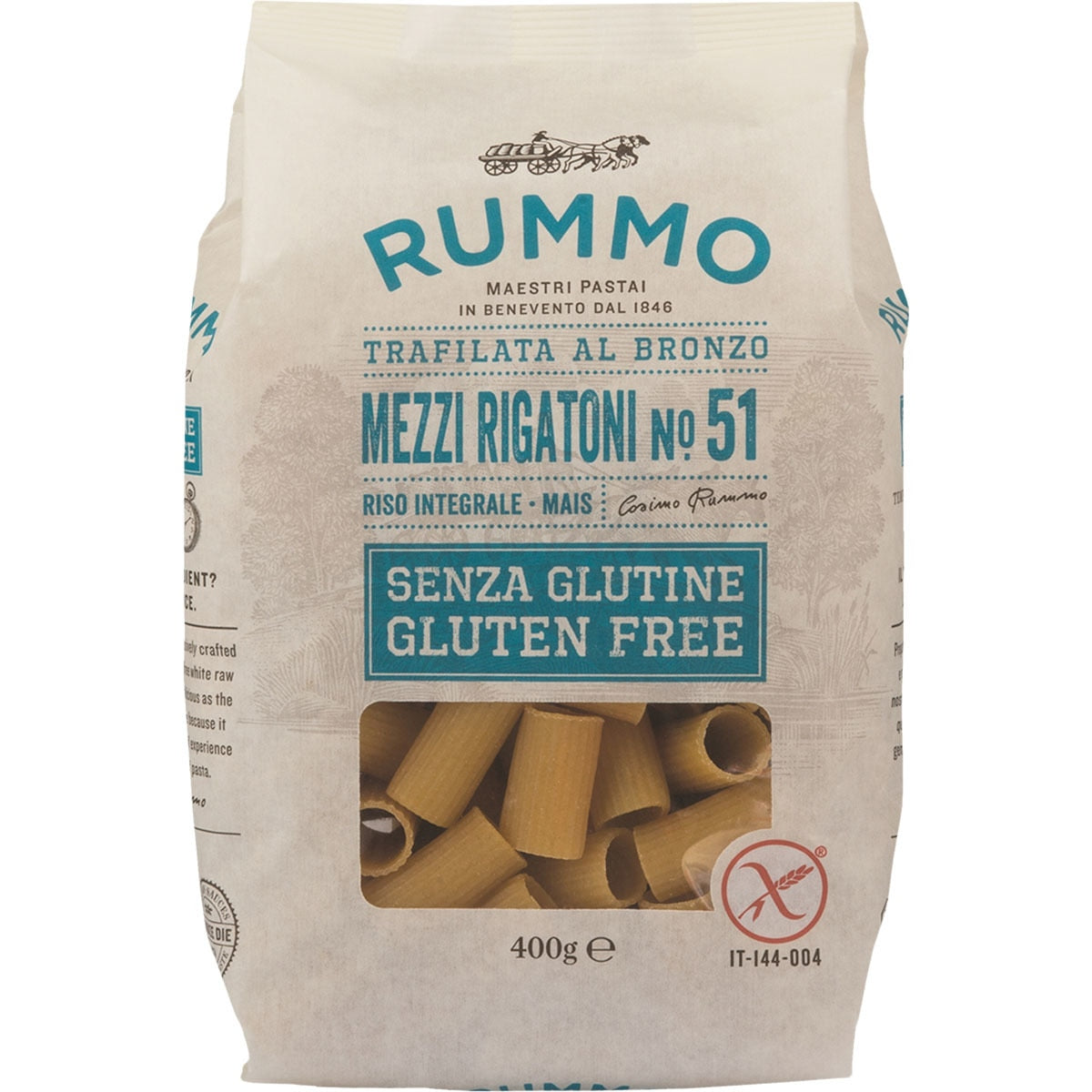 Massa Mezzi Rigatoni SEM Glúten Nº 51 Rummo 400g