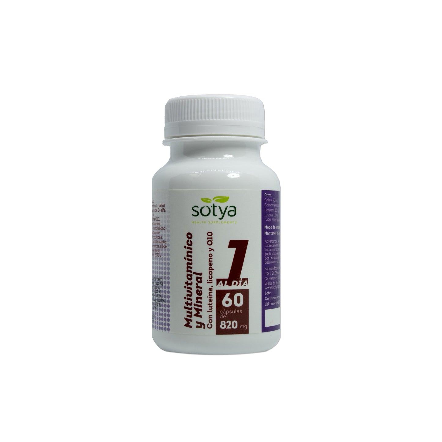 Multivitamínico e Mineral Sotya 820Mg 60 Cápsulas