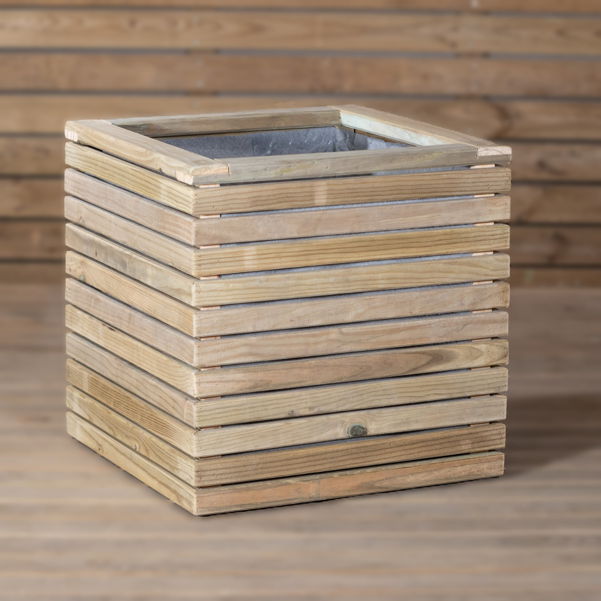 Jardinera Luxe De Madera Tratada Vidahuerto 40x40x40 Cm.